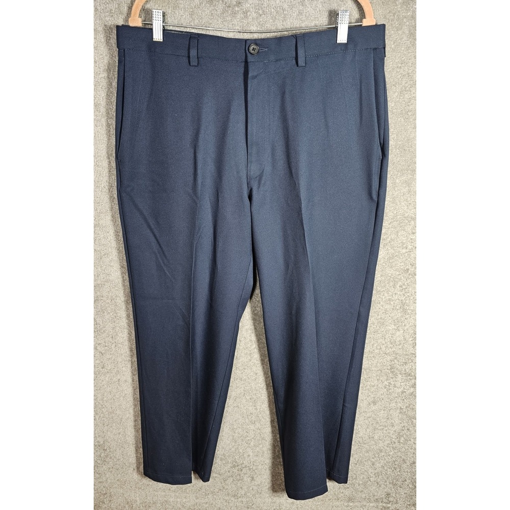 Haggar Cool 18 Pro Classic Fit Pants Mens Size 36x29 Blue Expandable Waist